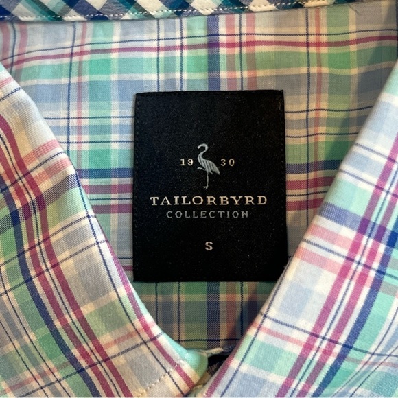 NEW Tailorbyrd Collection Mens Plaid Short Sleeve Button Up Shirt Size S - Picture 3 of 11